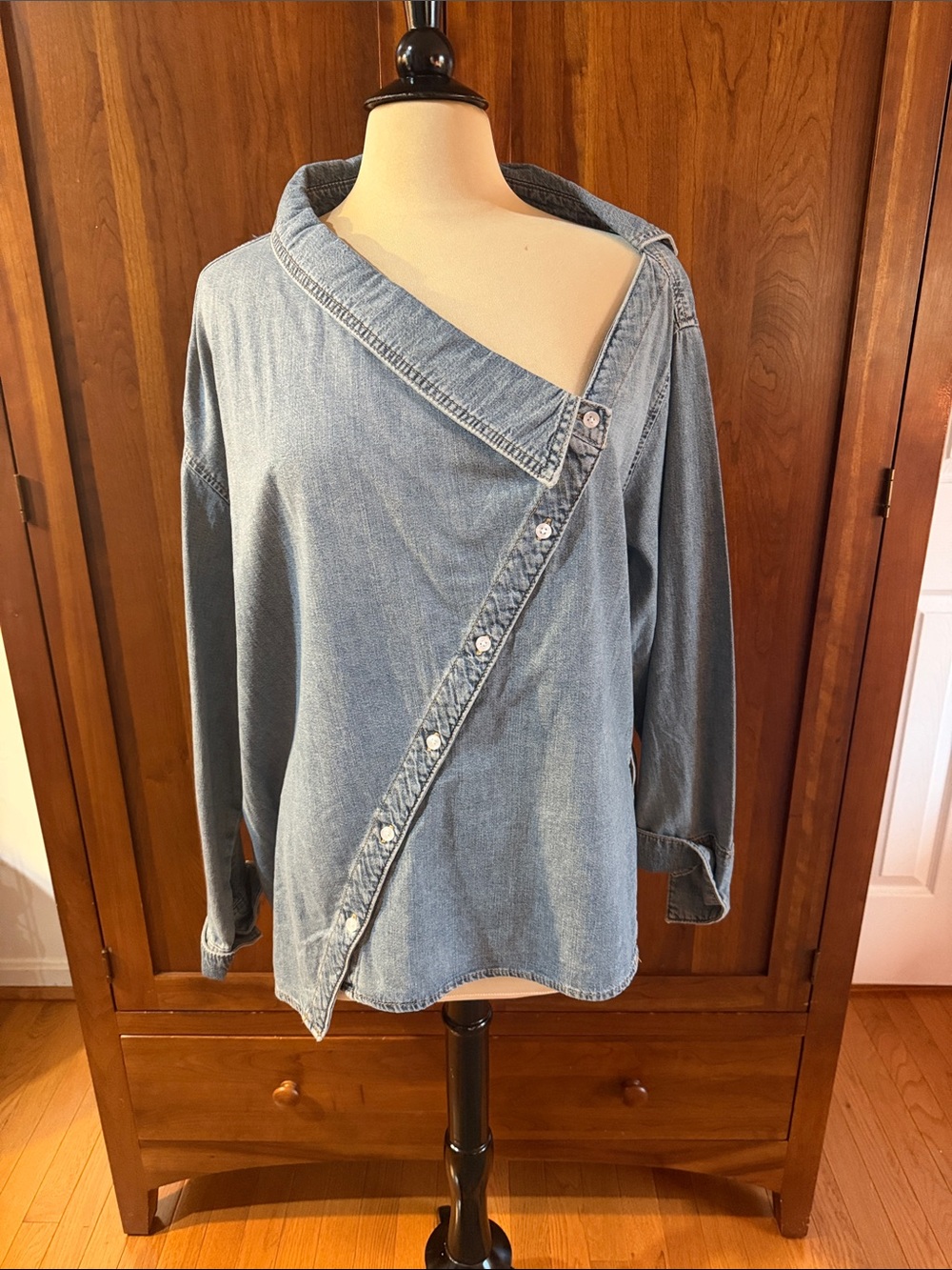 ZARA Asymmetric Denim Blouse